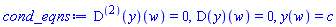 ((D@@2)(y))(w) = 0, (D(y))(w) = 0, y(w) = c