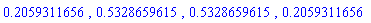 .2059311656, .5328659615, .5328659615, .2059311656