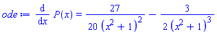 diff(P(x), x) = (27/20)/(x^2+1)^2-(3/2)/(x^2+1)^3