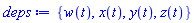 {w(t), x(t), y(t), z(t)}
