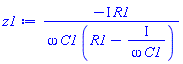 -I*R1/(omega*C1*(R1-I/(omega*C1)))