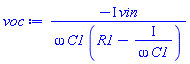 -I*vin/(omega*C1*(R1-I/(omega*C1)))