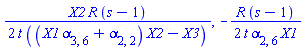 (1/2)*X2*R*(s-1)/(t*((X1*alpha[3, 6]+alpha[2, 2])*X2-X3)), -(1/2)*R*(s-1)/(t*alpha[2, 6]*X1)