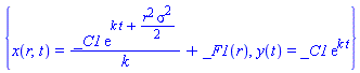 {x(r, t) = _C1*exp(k*t+(1/2)*r^2*sigma^2)/k+_F1(r), y(t) = _C1*exp(k*t)}