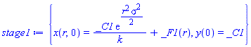{x(r, 0) = _C1*exp((1/2)*r^2*sigma^2)/k+_F1(r), y(0) = _C1}
