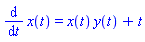 diff(x(t), t) = x(t)*y(t)+t