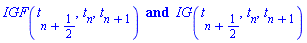 IGF(t[n+1/2], t[n], t[n+1]) and IG(t[n+1/2], t[n], t[n+1])
