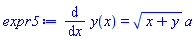 diff(y(x), x) = (x+y)^(1/2)*a