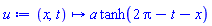 proc (x, t) options operator, arrow; a*tanh(2*Pi-t-x) end proc