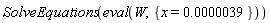 SolveEquations(eval(W, {x = 0.39e-5}))