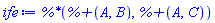 `%*`(`%+`(A, B), `%+`(A, C))