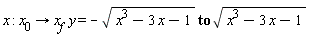 "x : `x__0` -> `x__f`  y = - sqrt(x^(3)-3 x-1) to sqrt(x^(3)-3 x-1)"