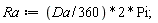 Ra := ((1/360)*Da*2)*Pi