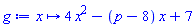 proc (x) options operator, arrow, function_assign; 4*x^2-(p-8)*x+7 end proc