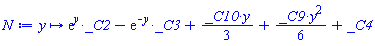 proc (y) options operator, arrow; exp(y)*_C2-exp(-y)*_C3+(1/3)*_C10*y+(1/6)*_C9*y^2+_C4 end proc