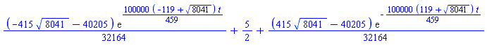 (1/32164)*(-415*8041^(1/2)-40205)*exp((100000/459)*(-119+8041^(1/2))*t)+5/2+(1/32164)*(415*8041^(1/2)-40205)*exp(-(100000/459)*(119+8041^(1/2))*t)