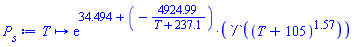proc (T) options operator, arrow, function_assign; Units:-Simple:-`*`(Units:-Simple:-exp(Units:-Simple:-`+`(34.494, Units:-Simple:-`-`(Units:-Simple:-`/`(4924.99, Units:-Simple:-`+`(T, 237.1))))), Units:-Simple:-`/`(Units:-Simple:-`^`(Units:-Simple:-`+`(T, 105), 1.57))) end proc