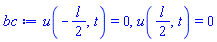 bc := u(-(1/2)*l, t) = 0, u((1/2)*l, t) = 0