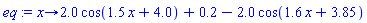 proc (x) options operator, arrow; 2.0*cos(1.5*x+4.0)+.2-2.0*cos(1.6*x+3.85) end proc