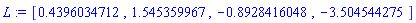 [.4396034712, 1.545359967, -.8928416048, -3.504544275]