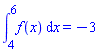 int(f(x), x = 4 .. 6) = -3