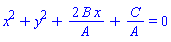 x^2+y^2+2*B*x/A+C/A = 0