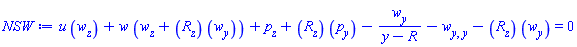 u(y, z)*(diff(w(y, z), z))+w(y, z)*(diff(w(y, z), z)+(diff(R(z), z))*(diff(w(y, z), y)))+diff(p(y, z), z)+(diff(R(z), z))*(diff(p(y, z), y))-(diff(w(y, z), y))/(y-R(z))-(diff(diff(w(y, z), y), y))-(diff(R(z), z))*(diff(w(y, z), y)) = 0