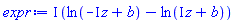 I*(ln(-I*z+b)-ln(I*z+b))