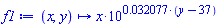 f1 := proc (x, y) options operator, arrow; x*10^(0.32077e-1*(y-37)) end proc