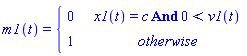 m1(t) = piecewise(And(x1(t) = c, 0 < v1(t)), 0, 1)