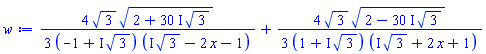 (4/3)*3^(1/2)*(2+(30*I)*3^(1/2))^(1/2)/((-1+I*3^(1/2))*(I*3^(1/2)-2*x-1))+(4/3)*3^(1/2)*(2-(30*I)*3^(1/2))^(1/2)/((1+I*3^(1/2))*(I*3^(1/2)+2*x+1))