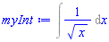 Int(1/x^(1/2), x)