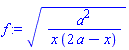 (a^2/(x*(2*a-x)))^(1/2)