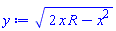 (2*R*x-x^2)^(1/2)