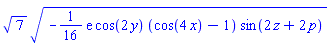 7^(1/2)*(-(1/16)*exp(1)*cos(2*y)*(cos(4*x)-1)*sin(2*z+2*p))^(1/2)