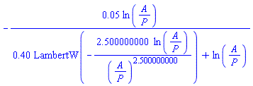 -0.5e-1*ln(A/P)/(.40*LambertW(-2.500000000*ln(A/P)/(A/P)^2.500000000)+ln(A/P))