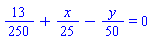 13/250+(1/25)*x-(1/50)*y = 0