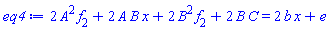 2*A^2*f[2]+2*A*B*x+2*B^2*f[2]+2*B*C = 2*b*x+e