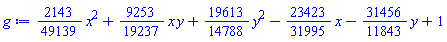 (2143/49139)*x^2+(9253/19237)*x*y+(19613/14788)*y^2-(23423/31995)*x-(31456/11843)*y+1