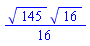 (1/16)*145^(1/2)*16^(1/2)