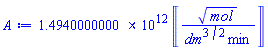 0.1494000000e13*Units:-Unit(mol^(1/2)/(dm^(3/2)*min))