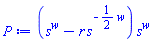 (s^w-r*s^(-(1/2)*w))*s^w