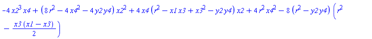 -4*x2^3*x4+(8*r^2-4*x4^2-4*y2*y4)*x2^2+4*x4*(r^2-x1*x3+x3^2-y2*y4)*x2+4*r^2*x4^2-8*(r^2-y2*y4)*(r^2-(1/2)*x3*(x1-x3))