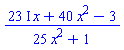 ((23*I)*x+40*x^2-3)/(25*x^2+1)
