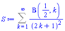 Sum(Beta(1/2, k)/(2*k+1)^2, k = 1 .. infinity)