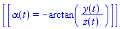[[alpha(t) = -arctan(y(t)/z(t))]]