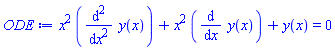 x^2*(diff(diff(y(x), x), x))+x^2*(diff(y(x), x))+y(x) = 0