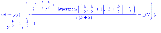 y(t) = (-(1/2)*2^(2-(1/2)*b)*t^((1/2)*b+1)*hypergeom([(1/2)*b, (1/2)*b+1], [2+(1/2)*b], -(1/2)*t)/(b+2)+_C1)*(t+2)^((1/2)*b-1)*t^(-(1/2)*b-1)