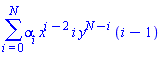 sum(alpha[i]*x^(i-2)*i*y^(N-i)*(i-1), i = 0 .. N)