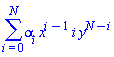 sum(alpha[i]*x^(i-1)*i*y^(N-i), i = 0 .. N)